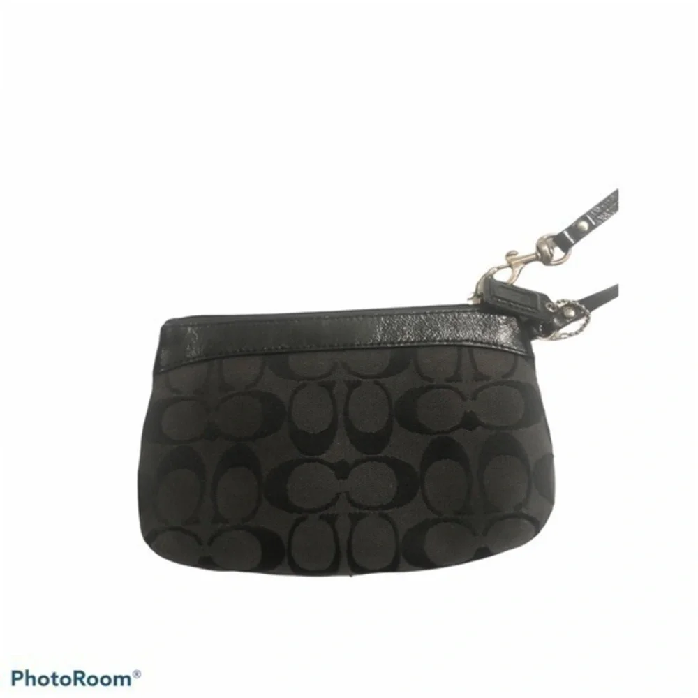 Coach black signature wristlet